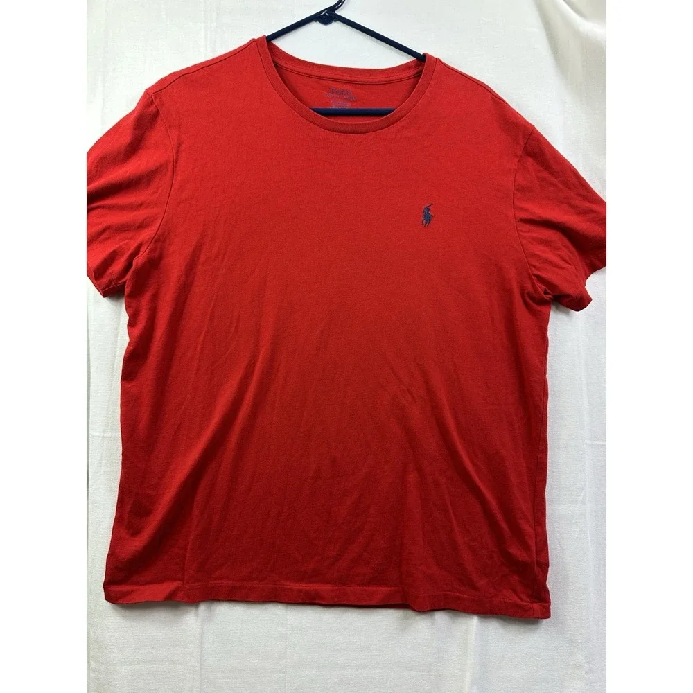 Polo Ralph Lauren Size L Large CREWNECK Cotton T- Shirt‎ Men's Color Red